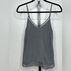 Elie Tahari Women 100% Black Silk Tank Top - Distressed Hem